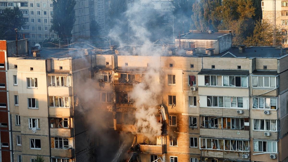 Mass Russian attack sees smoke rising from Ukraine’s Cabinet of Ministers building
